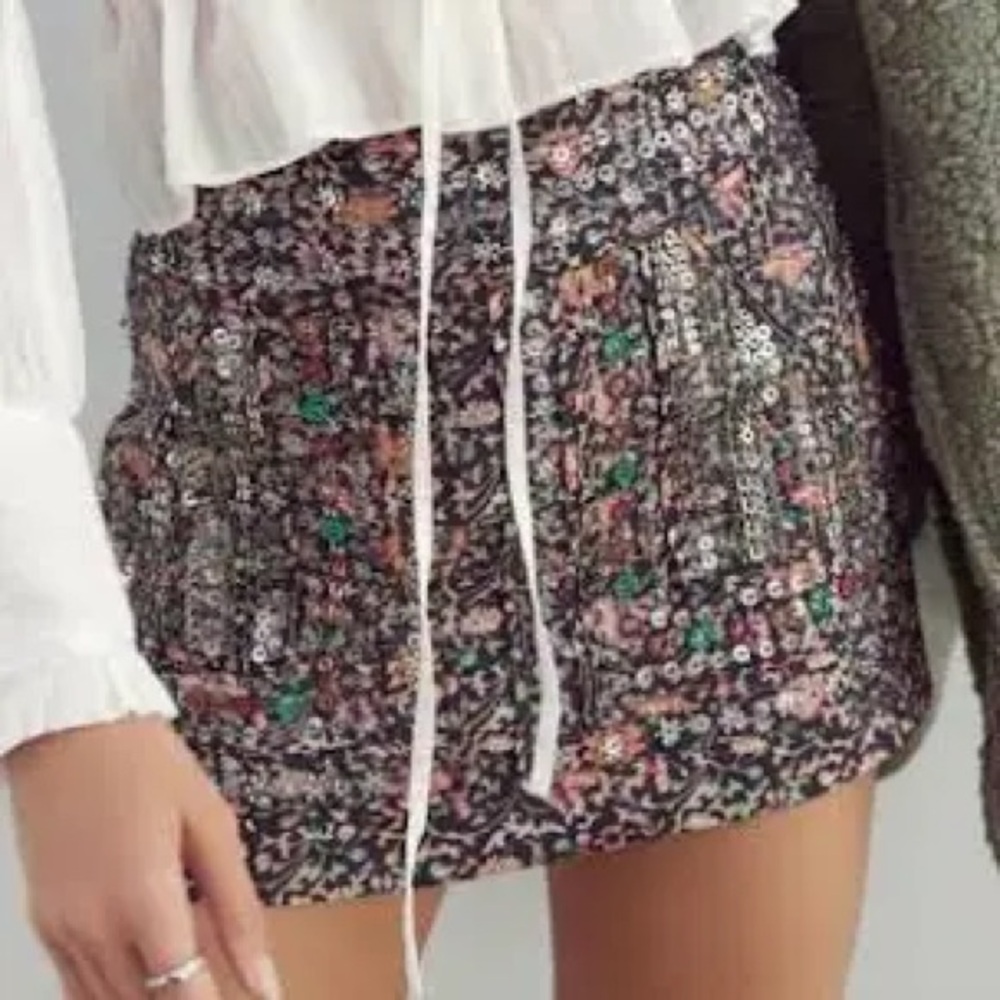 Free People SOLD OUT Embellished Floral Mini Skirt